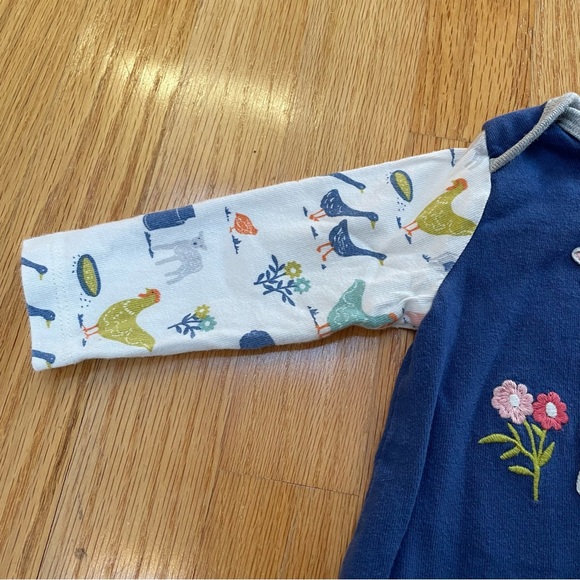Baby Boden navy blue lamb stitched/farm print cotton dress size 3-6 months - Picture 3 of 5